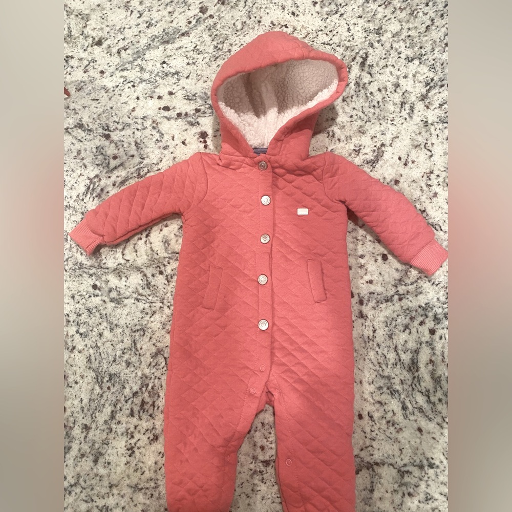 Seven 7 for All Mankind baby quilted coverall in pink
